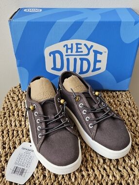 Hey Dude Dark Brown Cody Canvas Low-Top Sneakers with Leopard Trim